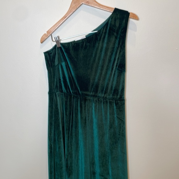 Baltic Born Tatiana Green Velvet One Shoulder Dress Size XL - Picture 4 of 8